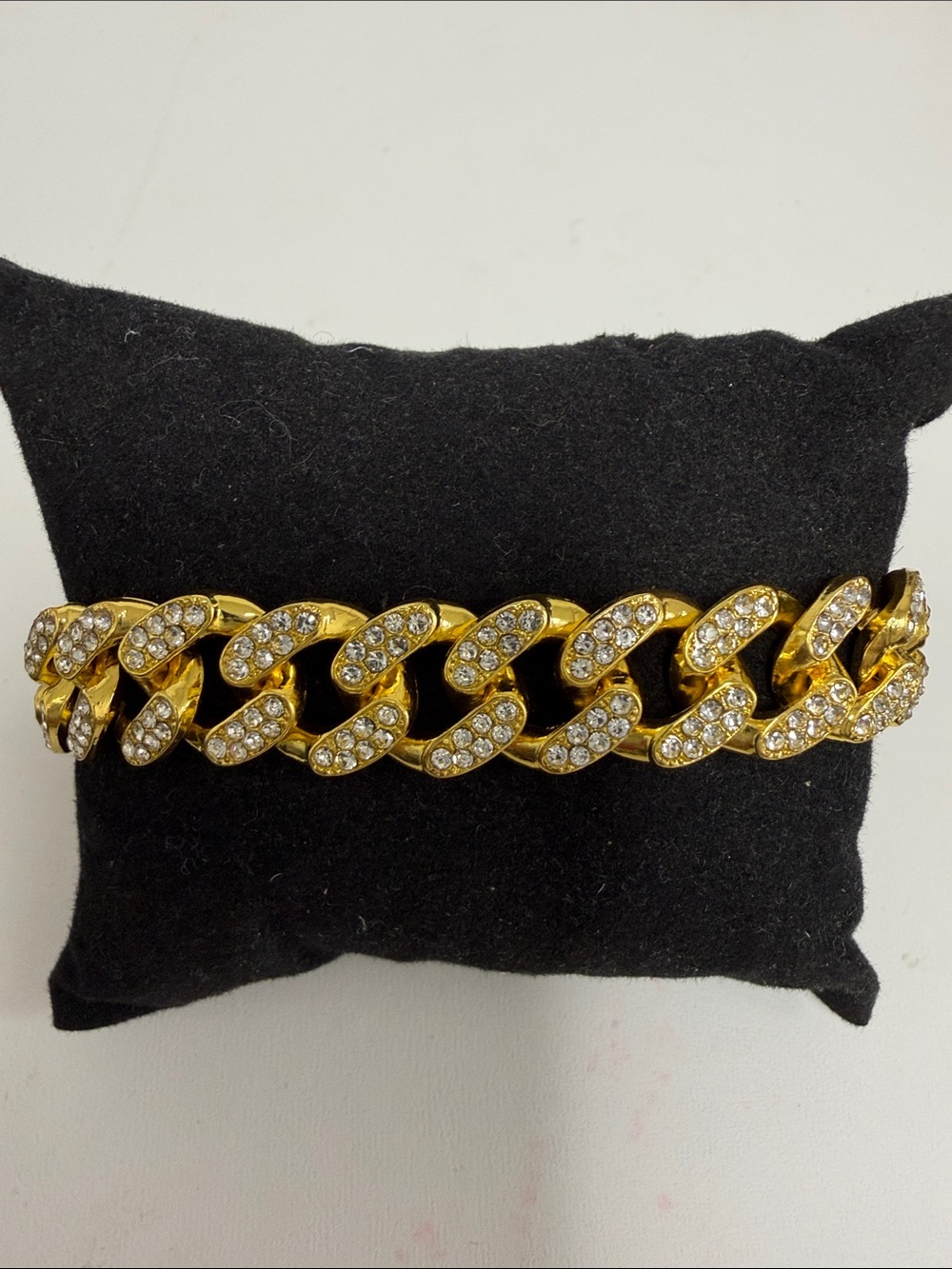 Gold Crystal Cuban Link Bracelet - Women Jewelry